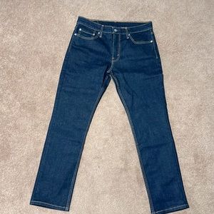 Levi’s 511 denim, dark rinse, size 33/30. Brand new, never worn.